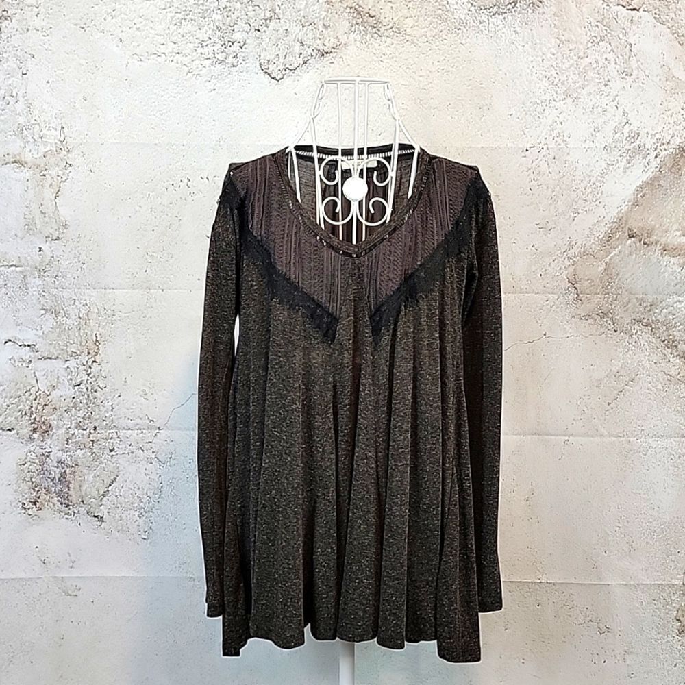 Mystree marled grey casual top Women's Size M